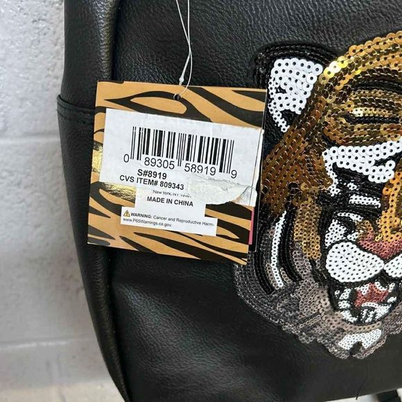 NEW Sequin Tiger Backpack Designer Color Black (LOC N-Shed2) Shoulder Bag Purse main image 5